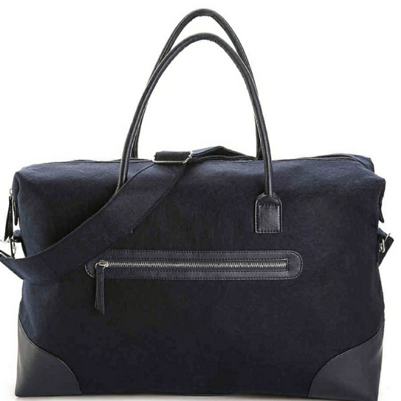 Navy blue felt weekender - Picture 2 of 5
